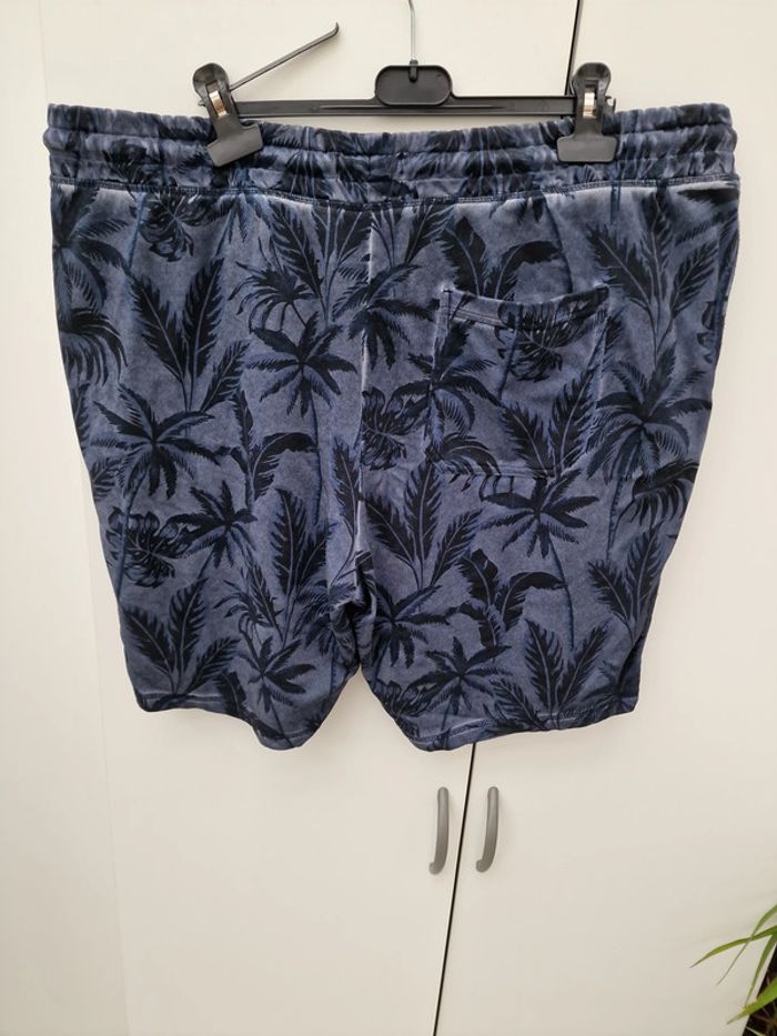 Short Bleu Marine Délavé Imprimé Palmiers - photo numéro 3