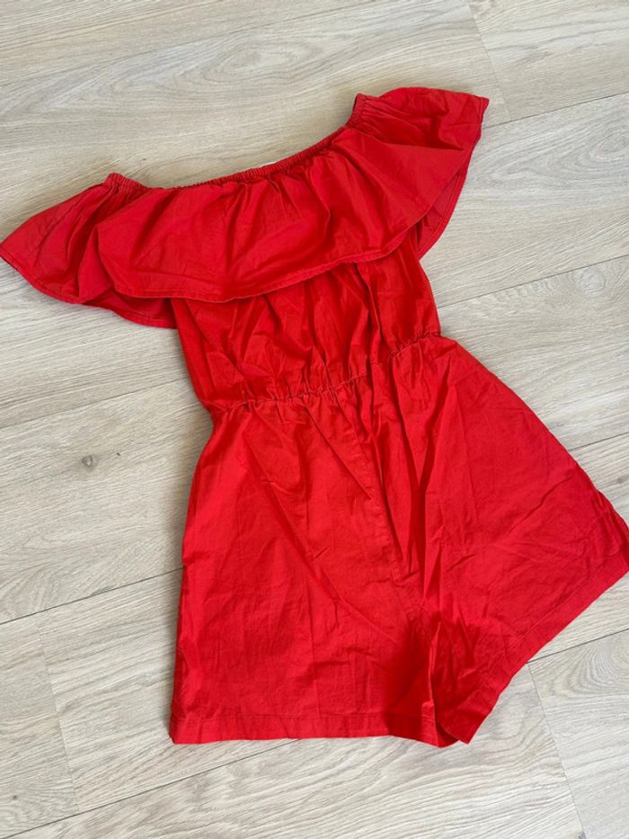 Combishort femme épaules dénudées rouge volant - photo numéro 6