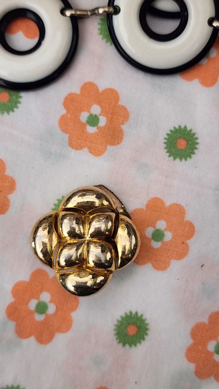 Jolie pince à foulard vintage années 80's en métal doré - photo numéro 4