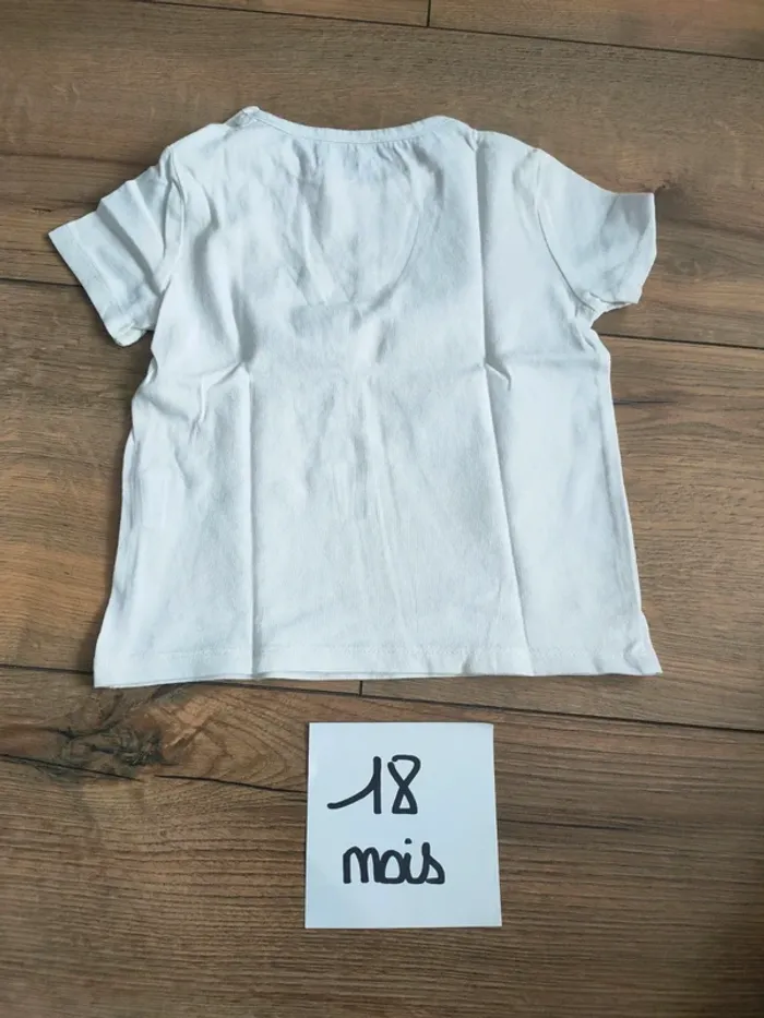 Tee shirt blanc garçon 18 mois manches courtes Kiabi - photo numéro 3