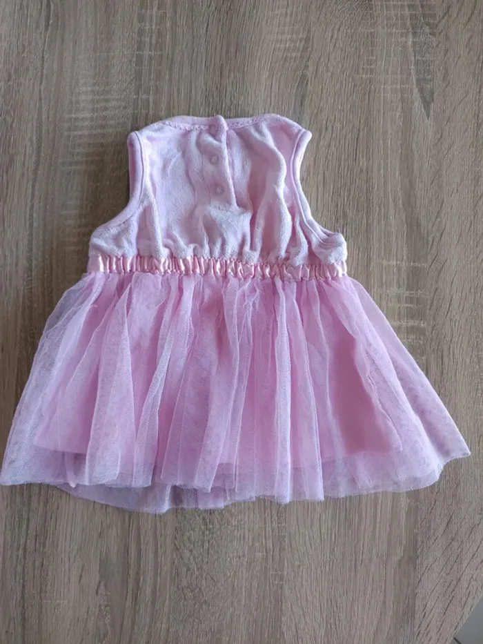 Robe princesse sans manches velours rose à fleur bébé fille 6 mois Zeeman - photo numéro 2