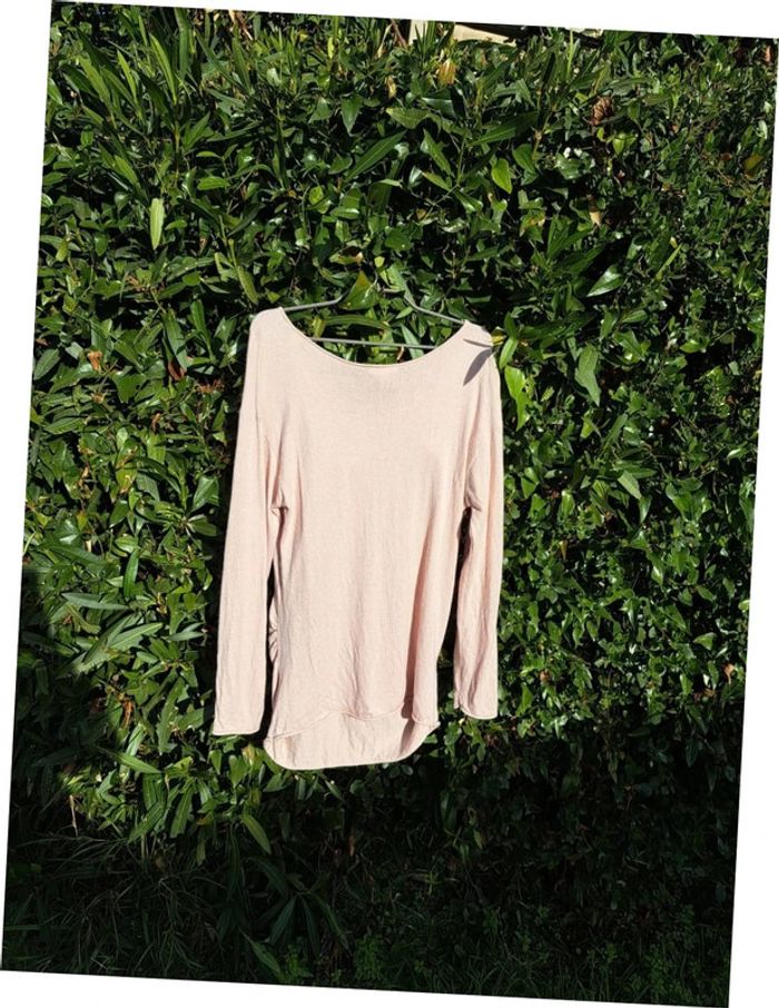 Pull rose poudré H&M mama avec dentelles - photo numéro 5