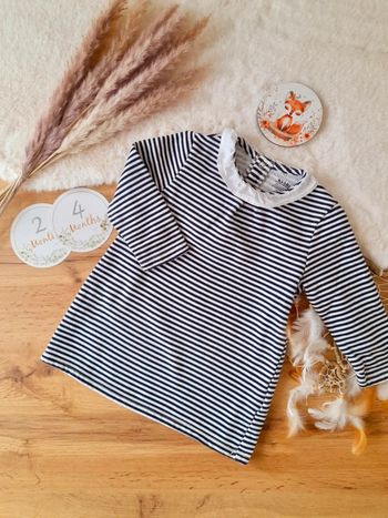 Robe manches longues rayée avec col 24 mois Kiabi