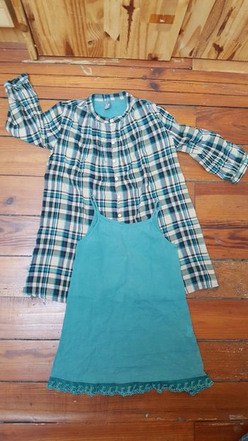 Ensemble chemise manches mi longues et débardeur fille