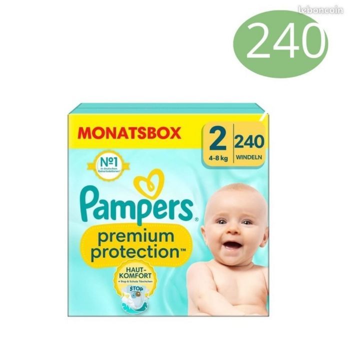 Lot de 240 Pampers Premium Protection 4-8 kg Taille 2 Neuf