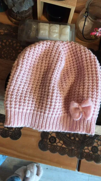 Bonnet rose tricot