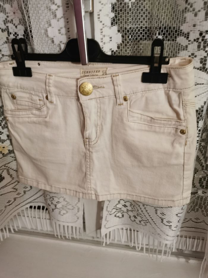 Jupe "blanc cassé et doré" 5 poches et élasthanne