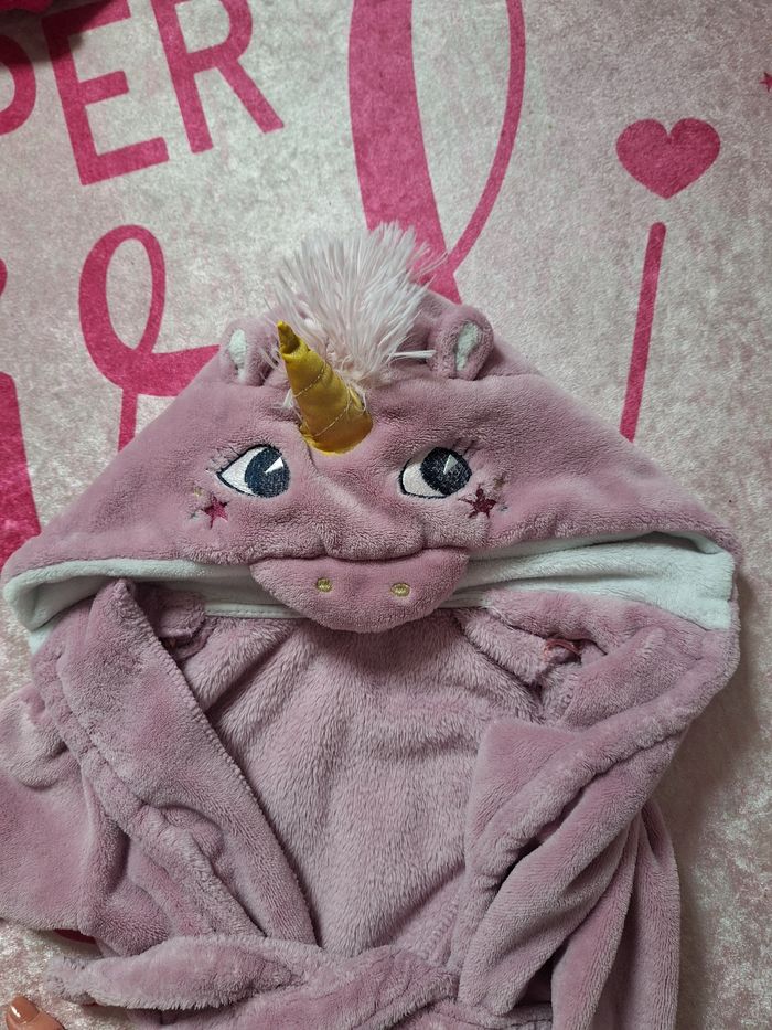 Peignoir velours tete de licorne - photo numéro 3