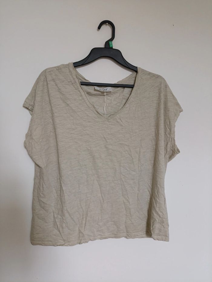 T-shirt beige col V effet froissé Sud Express M