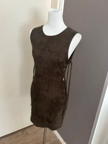 Woman Collection, robe festival, Coachella, bohème, Chic, kaki velours, taille 3/40