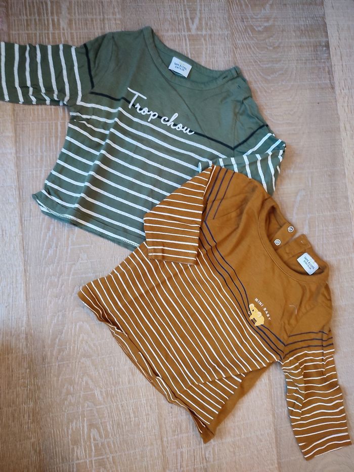 Lot 2 t-shirt manches longues 12 mois