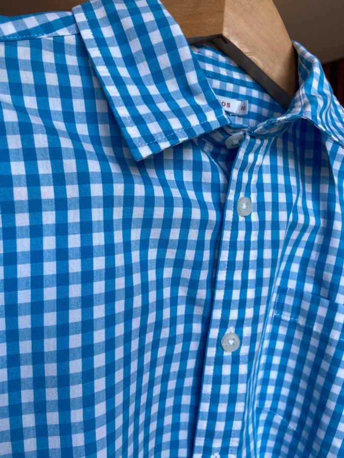 Chemise en coton vichy blanc et bleu Monoprix taille 10 ans - photo numéro 14