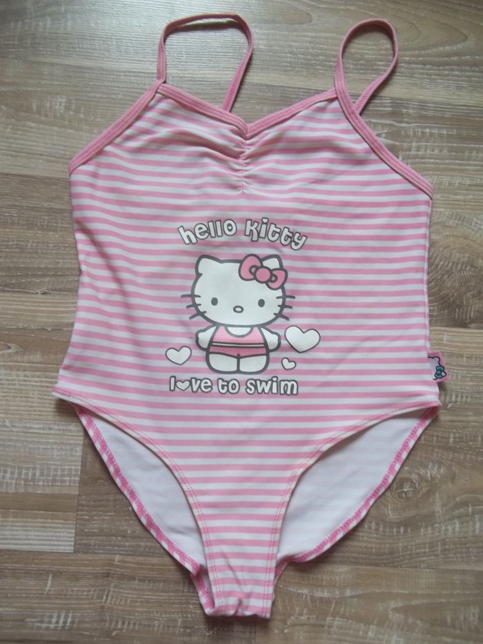 Maillot bain rayé rose Hello Kitty 7/8 ans