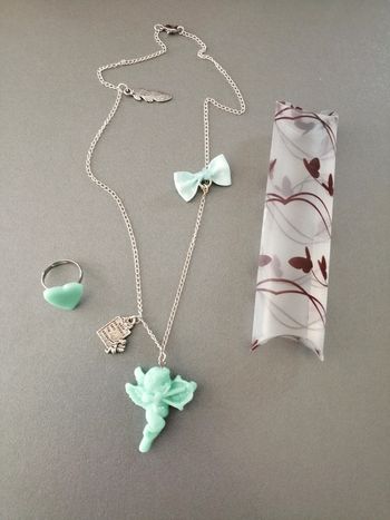 Collier et bague rangé dans un étui
