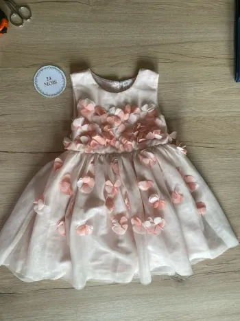 Robe de cérémonie rose tulle fleurs bébé fille 24 mois H&M