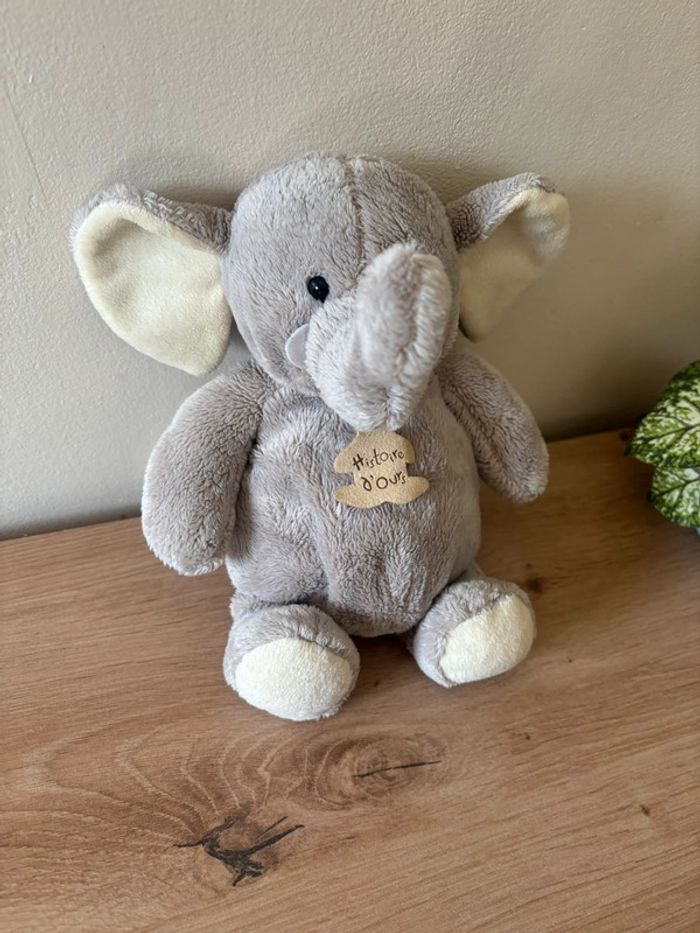 Doudou peluche éléphant boule gris écru histoire d ours - photo numéro 2