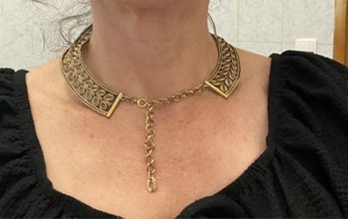 Collier Sautoir Ras-du-Cou en Bronze Doré La Marque Gil D’agena France - photo numéro 2