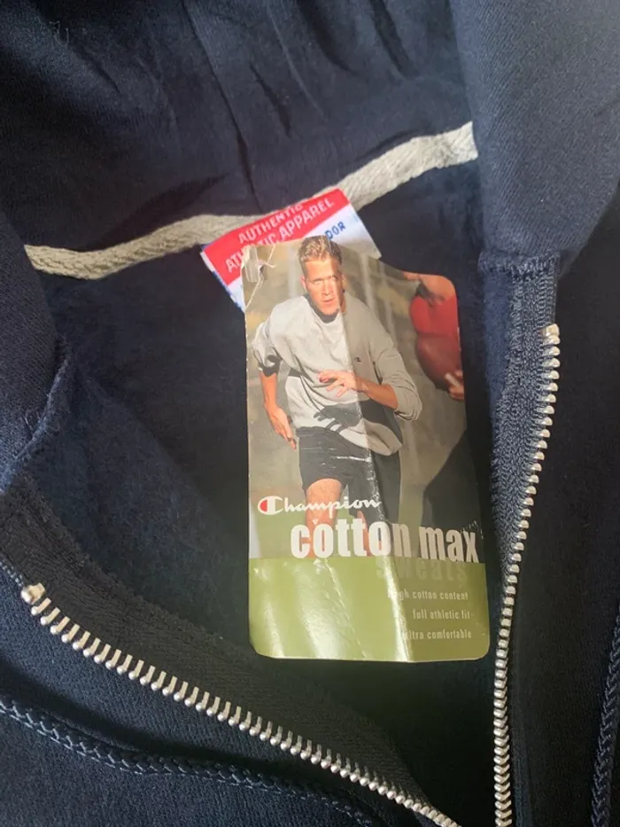 Sweat Champion zippé Bleu Marine - Grande taille XXL - Neuf avec étiquette - photo numéro 4