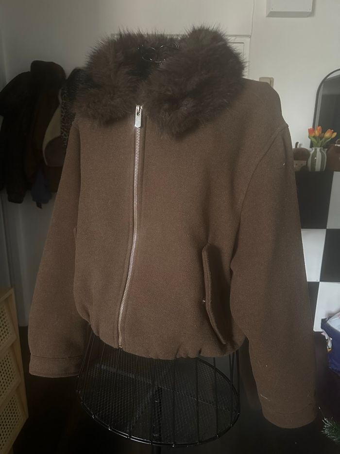 Manteau veste fourrure marron Zara - photo numéro 7