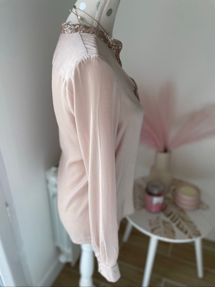 Blouse manche longue satiné col sequins 36 - photo numéro 4