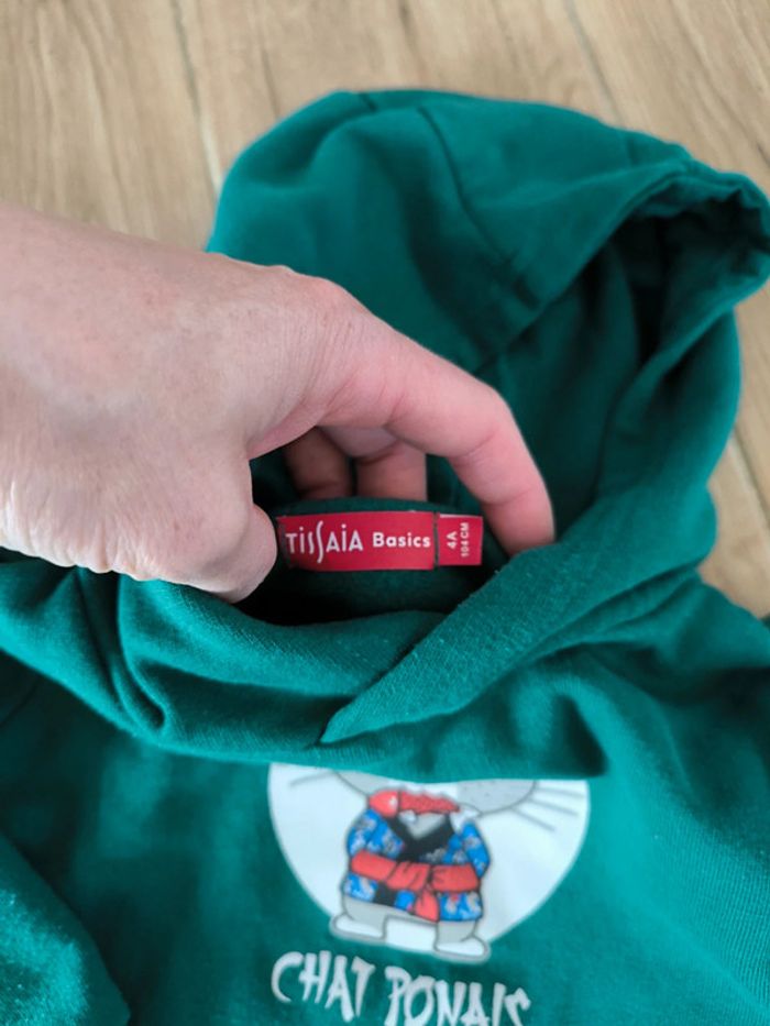 Sweat vert chat - photo numéro 3