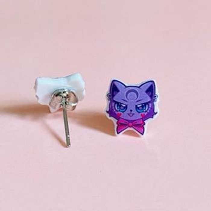 Boucles d’oreilles Fait main chat sorcière violet - photo numéro 2