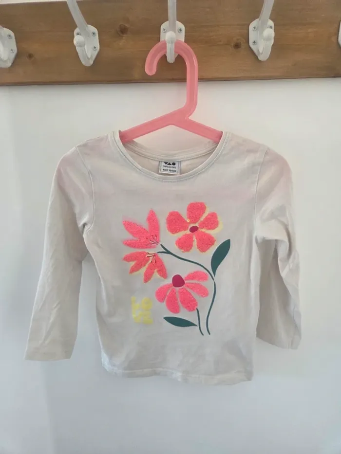 Tee-shirt manches longues 4ans tao crème - photo numéro 5
