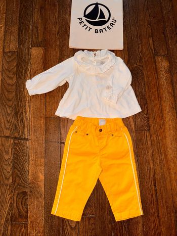 T-shirt à col et bas petit bateau 3 mois