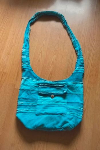 Sac à main ethnique turquoise en coton vintage