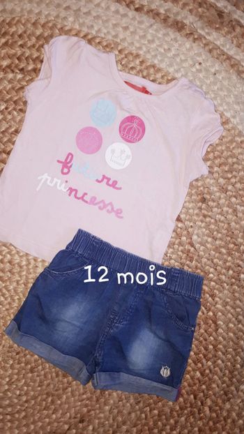 Ensemble été fille short et tee shirt manches courtes - 12 mois