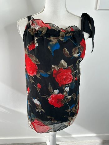 Débardeur à fleurs noir et multicolore T36 S