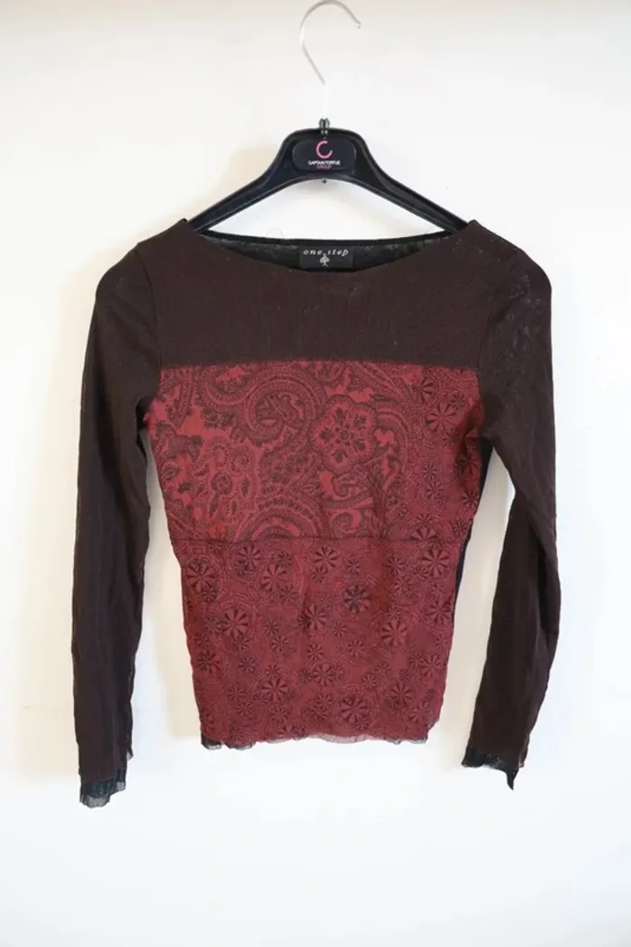 C55 blouse marron / bordeaux One step 40