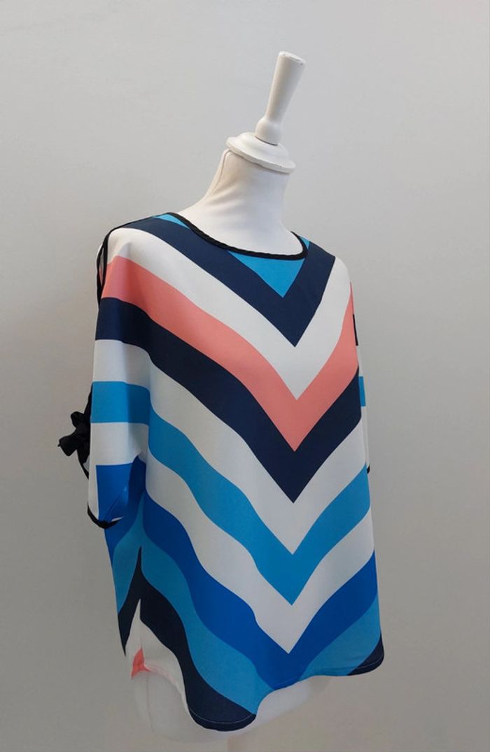 Blouse imprimée manches courtes et ajourées taille 40 - photo numéro 2