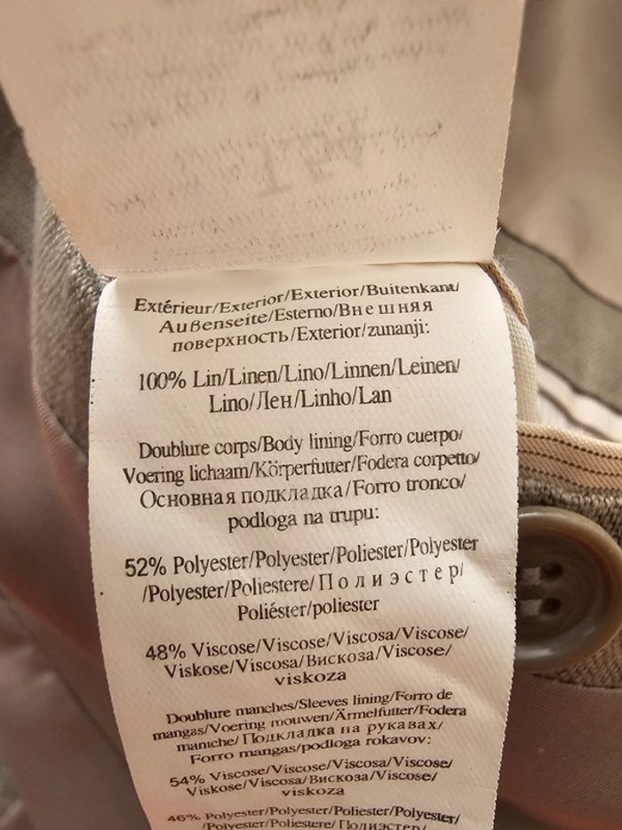 Veste de costume en lin marron clair beige foncé taille 54 - photo numéro 6