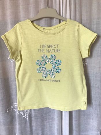 T-shirt jaune fleur en sequins 6 ans Okaidi