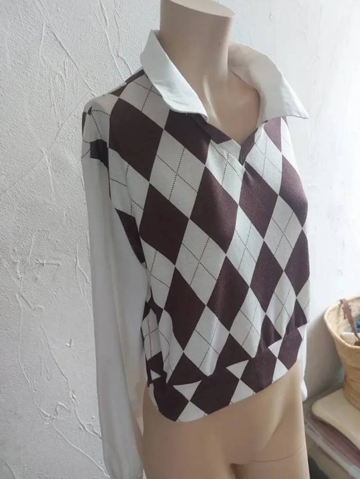 Pull vintage à losanges Taille L - photo numéro 4