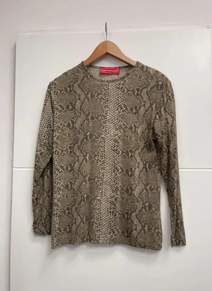 Superbe Blouse fluide lézard serpent Vintage Alain Manoukian 🌸 M L 38 40 - photo numéro 5
