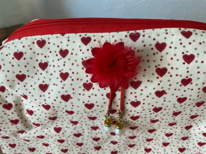 Trousse Maquillage en coton avec poches - photo numéro 2