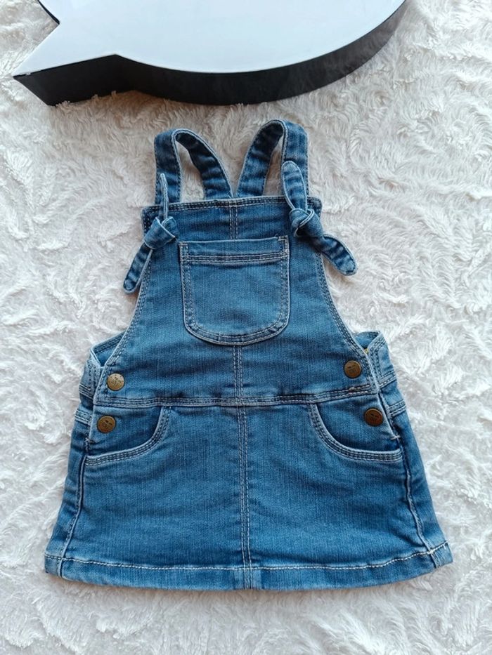 Robe jeans style salopette Fille 6 mois Tao - photo numéro 2