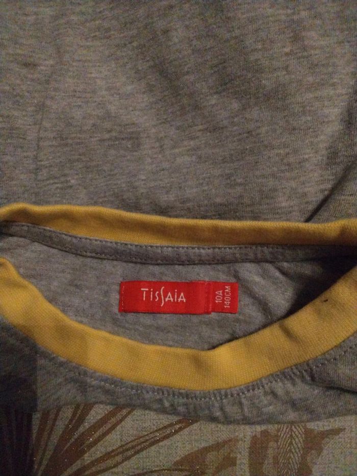 Tee shirt manche longue gris chiné et jaune Tissaia 10 ans - photo numéro 3