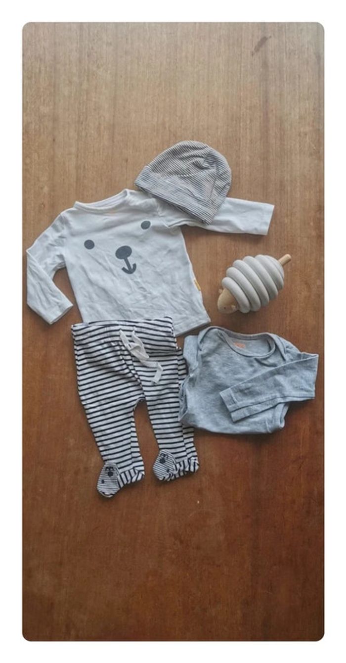 🌼 Ensemble mixte Hema naissance 50cm 1 mois idéal maternité 👶