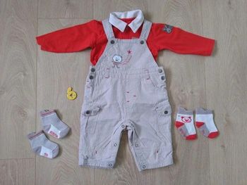 Ensemble salopette courte, polo et chaussettes Orchestra 6 mois