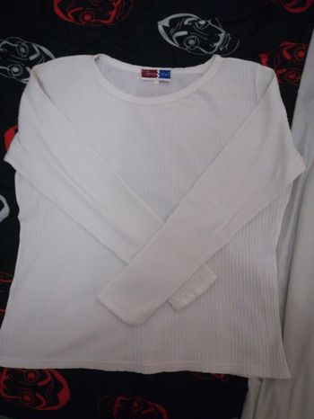 Tee-shirt à manches longues blanc, marque Terre et Mer, taille XL, parfait état