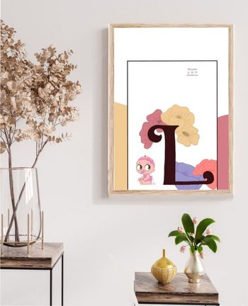 Illustration de naissance initiale bébé personnalisée