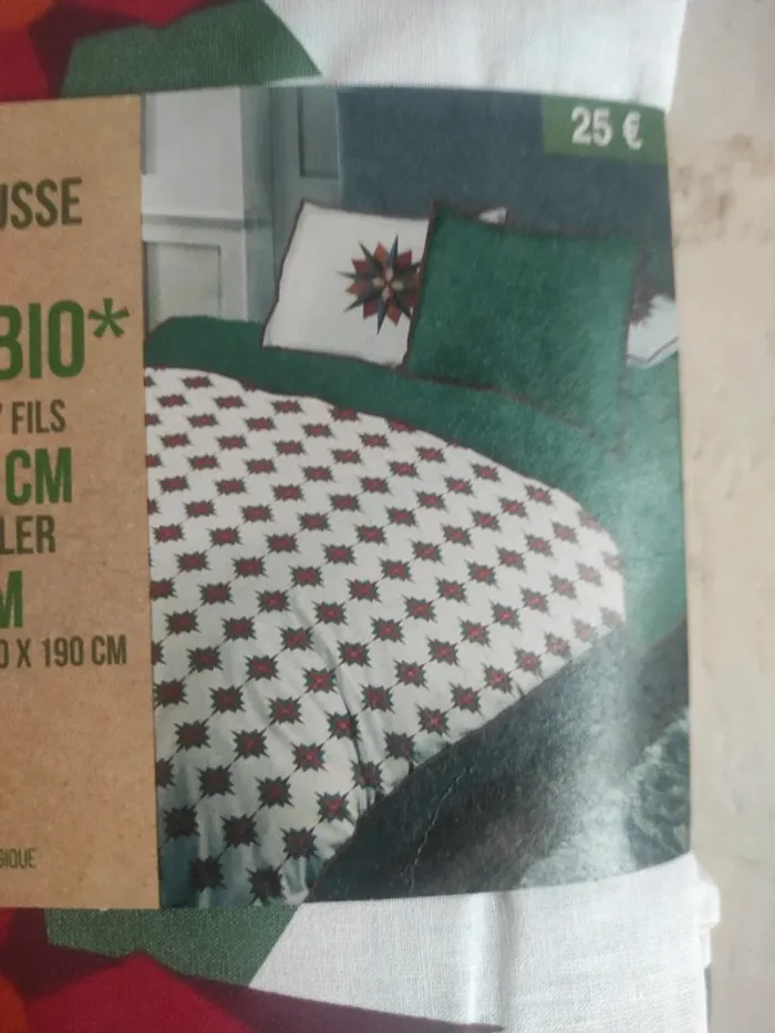 Parure housse de couette tissage serré 57 fils pur coton bio neuve - photo numéro 2
