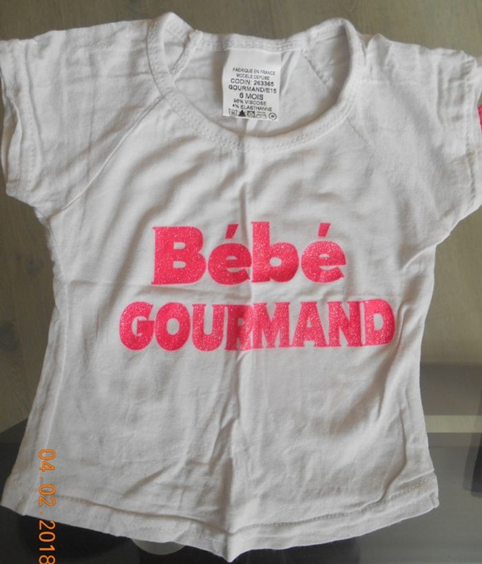Tee-shirt fille 6-9 mois manches courtes / Gourmande