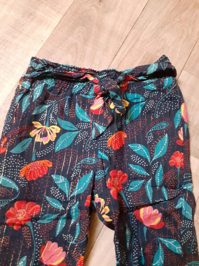 Pantalon sarouel fille motif fleuri coloré 3 ans neuf - photo numéro 4