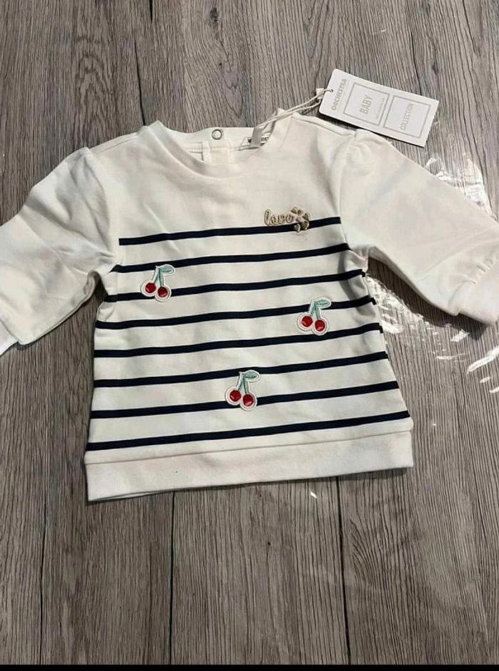 Sweat  molletonné  bébé fille  Orchestra Sweet  Cherry  Love  3 mois  été  neuf