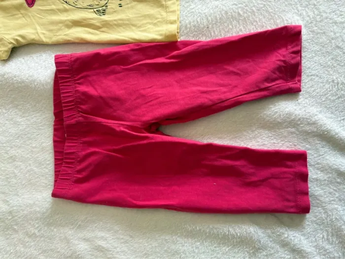 Ensemble fille 3 ans – T-shirt jaune lapin + legging rose fuchsia - photo numéro 3