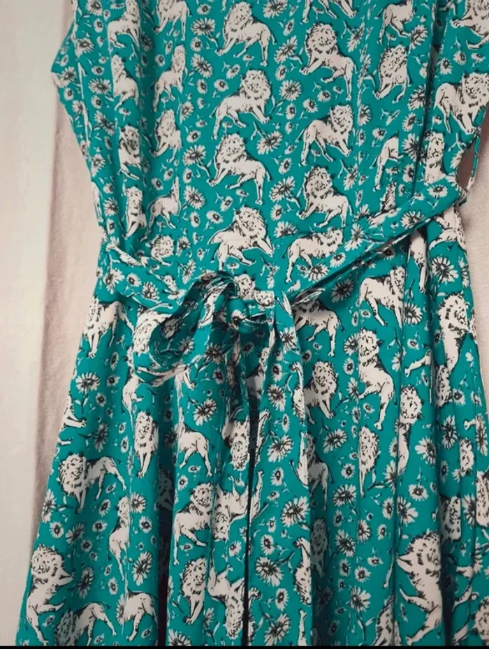 Robe fluide verte à motifs animal 38 - photo numéro 4